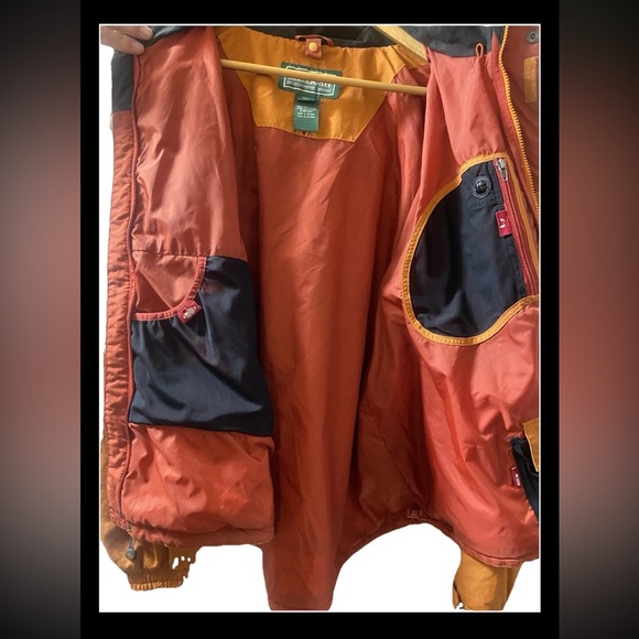 LL Bean Waterproof Ski Jacket Removeable Hood Men's Xl Coat Orange Grey X-large - Picture 8 of 8